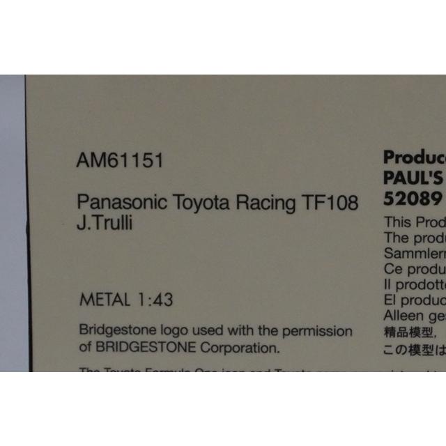 1:43 MINICHAMPS AM61151 Panasonic Toyota Racing TF108 #11 J.Trulli model car