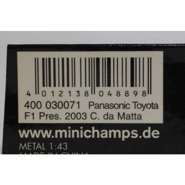 1:43 MINICHAMPS 400030071 Panasonic Toyota Racing F1 Presentation 2003 #21 model car
