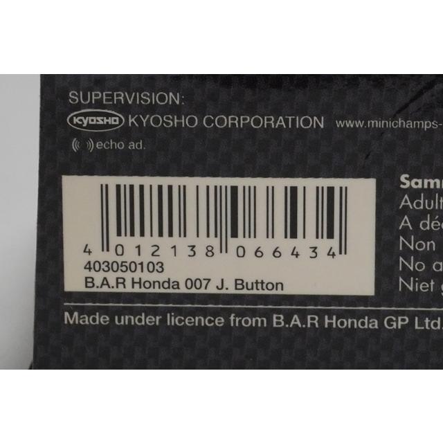 1:43 MINICHAMPS 403050103 KYUSHO BAR Honda 007 #3 J.Button model car