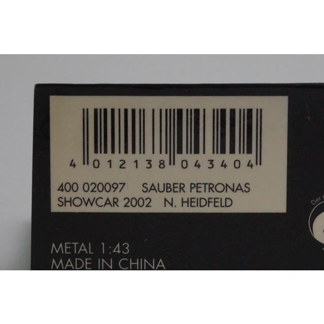 1:43 MINICHAMPS 400020097 SAUBER PETRONAS SHOW CAR 2002 #7 N.HEIDFELD model car