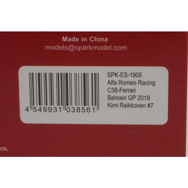 1:43 Spark SPK-ES-1905 Alfa Romeo Racing C38 Ferrari Bahrain GP 2019 #7 model car