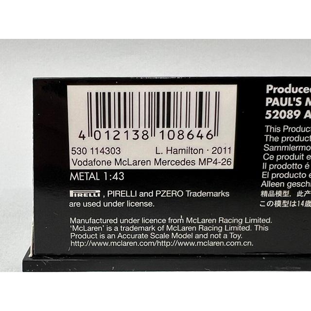 1:43 MINICHAMPS 530114303 Vodafone McLaren Mercedes MP4-26 2011 #3 L.Hamilton
