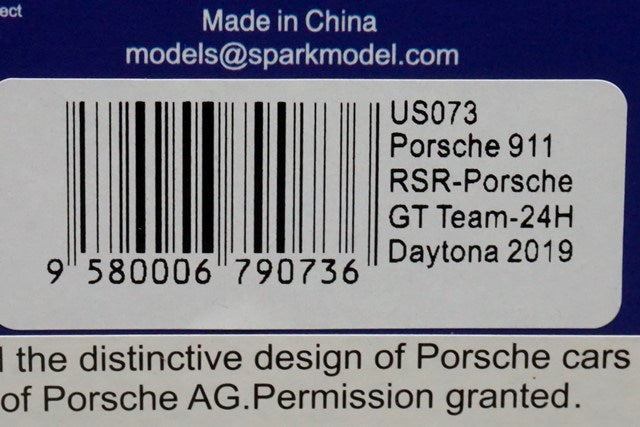 1:43 SPARK US073 Porsche 911 RSR Porsche GT Team Daytona 24h 2019 #911