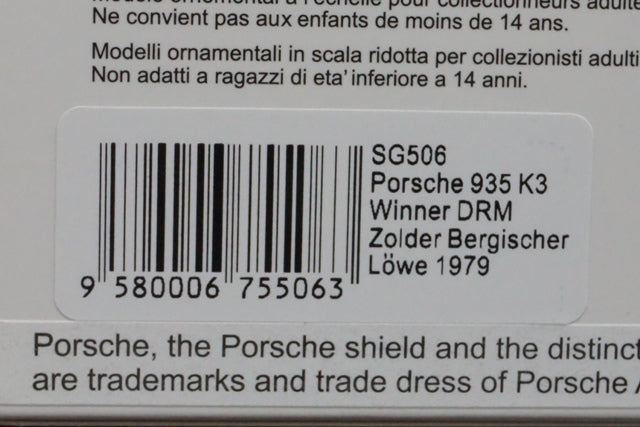 1:43 SPARK SG506 Porsche 935 K3 #54 Winner DRM Zolder Bergischer Lowe 1979 Klau