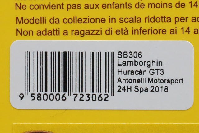 1:43 SPARK SB306 Lamborghini Huracan GT3 Antonelli Motorsport SPA 24h 2018 #18