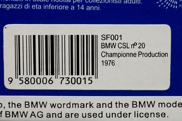 1:43 SPARK SF001 BMW CSL Champion Production 1976 #20 Jean-Pierre.Beltoise