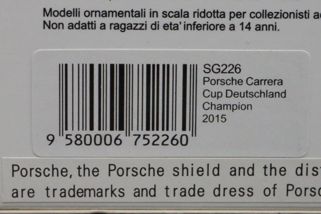 1:43 SPARK SG226 Porsche Carrera Cup Deutschiand Champion 2015 #93