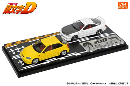 [ Back-order ] MODELER'S MD64209 1:64 Initial D Set Vol.9 Daiki Ninomiya Civic EK9 & Smiley Sakai Integra DC2 model car
