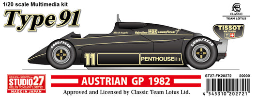 [ Back-order ]STUDIO27 FK20272 1:20 Team Lotus 91 Austrian GP 1982 Multimedia Kit