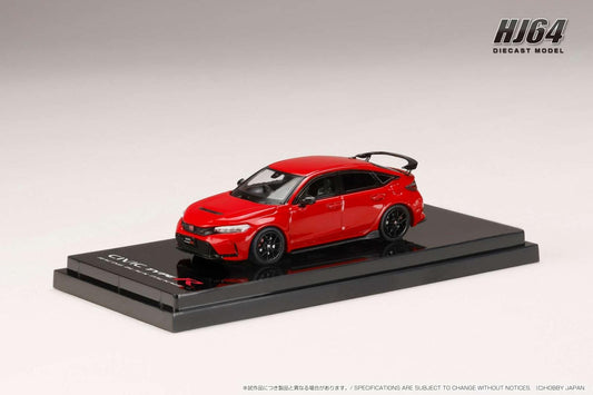 HJ644063R Hobby Japan 1:64 Honda CIVIC TYPE R (FL5) RACING BLACK Package 2025 Frame Red