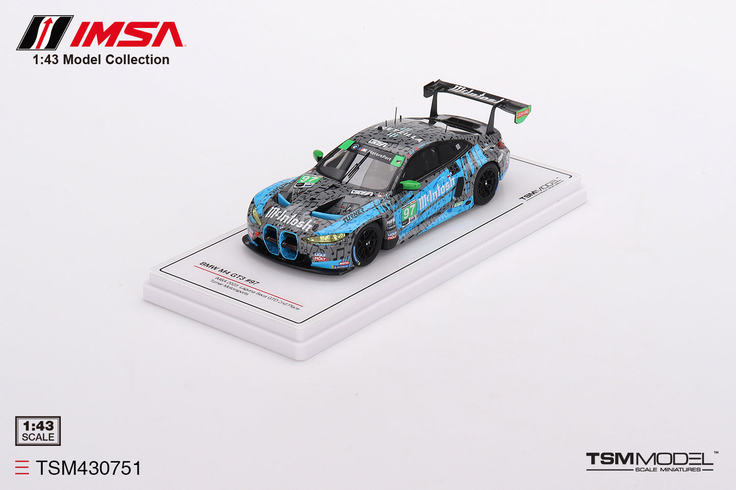 [ Back-order ] TSM TSM430751 1:43 BMW M4 GT3 IMSA Laguna Seca GTD 2023 #97 Turner Motorsport model car