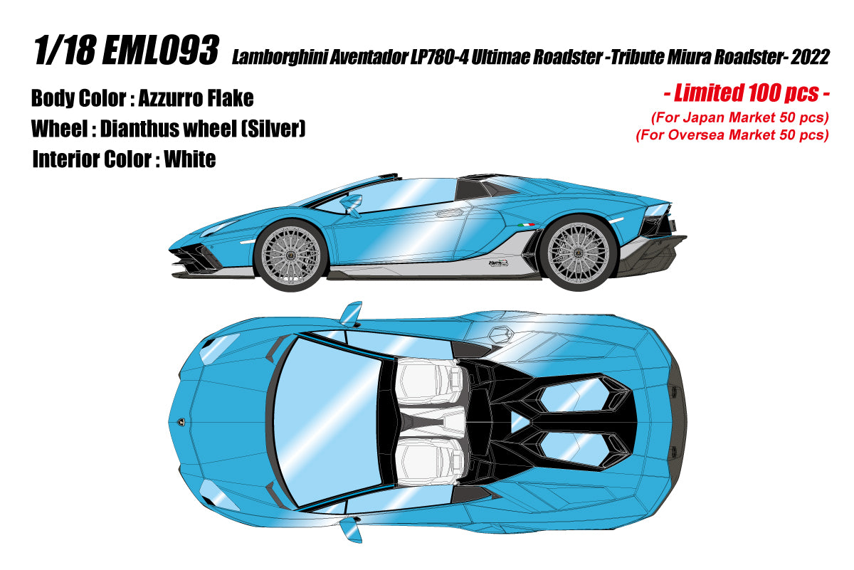 [ Back-order ] Make up EIDOLON EML093 1/18 Lamborghini Aventador LP780-4 Ultimae Roadster -Tribute Miura Roadster- 2022