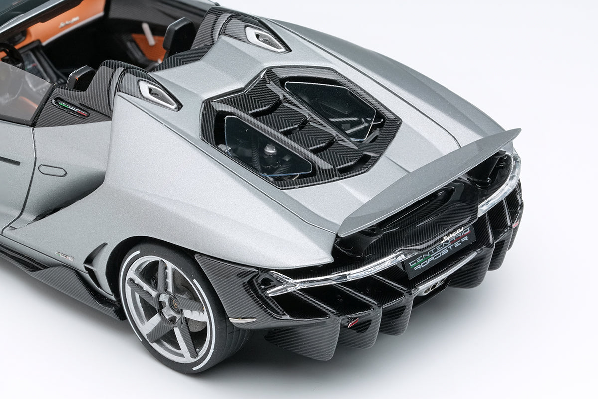 [ Back-order ] Make Up EIDOLON EM783A 1:43 Lamborghini Centenario Roadster LP770-4 2016 Rear Wing Up The Quail Motorsports Gathering 2016 Argento Centenario  model car