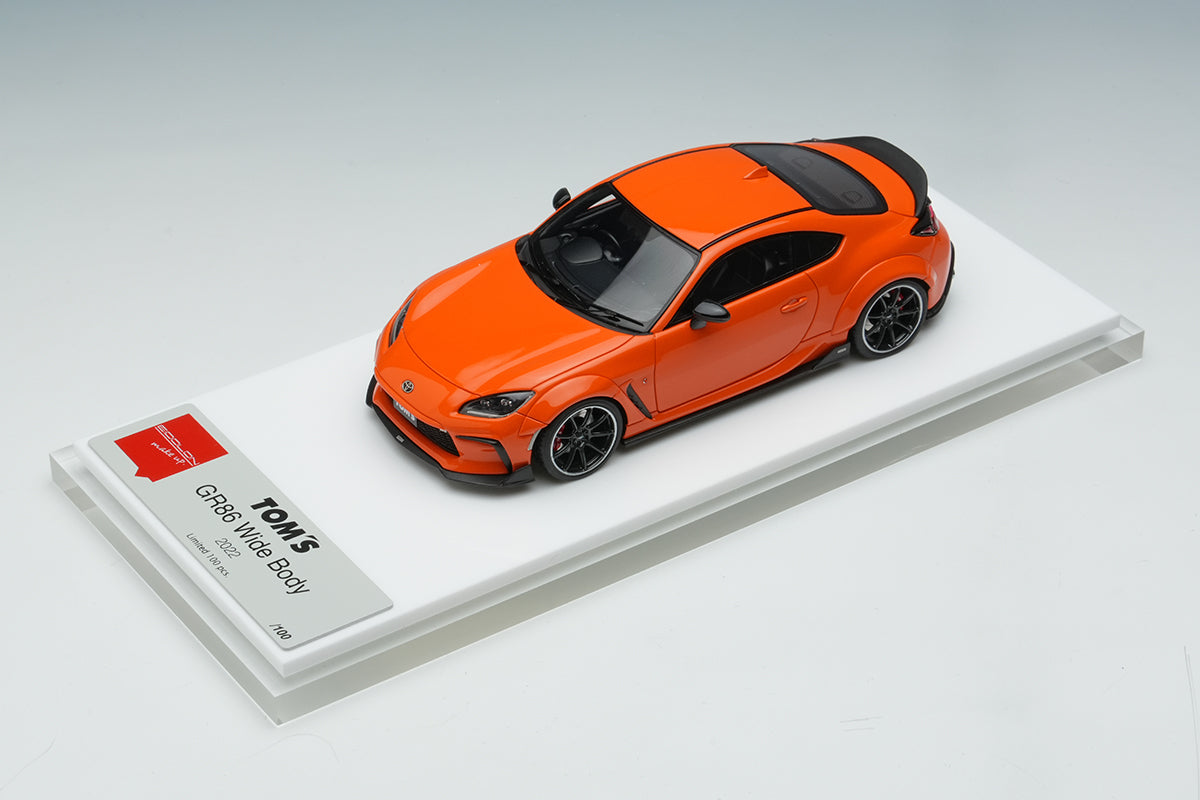 [ Back-order ] Make Up EIDOLON EM725A 1:43 TOM'S GR86 Widebody 2022 Orange model car