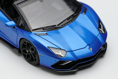 [ Back-order ] Make Up EIDOLON EM635A 1:43 Lamborghini Aventador LP780-4 Ultime Roadster 2021 Blue Tower Blue Nazance model car
