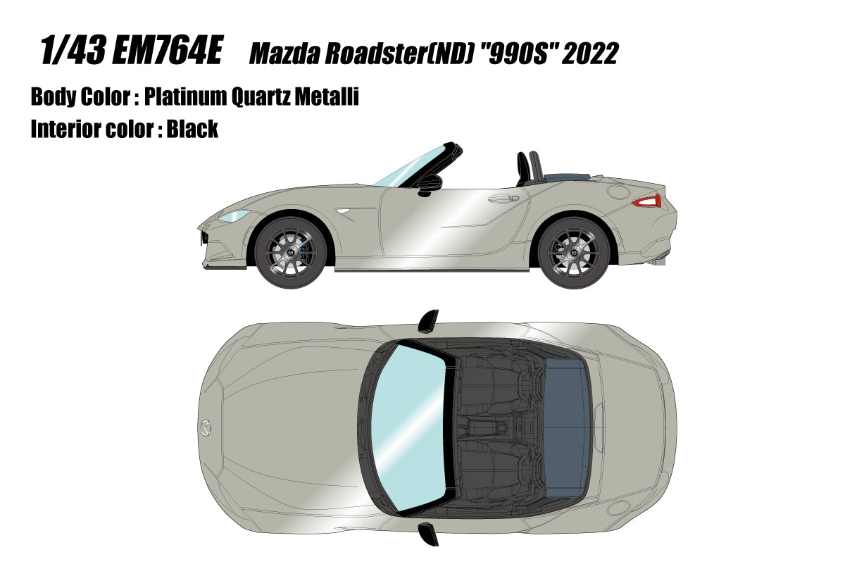 [ Back-order ] Make up EIDOLON EM764E  1/43 Mazda Roadster (ND) "990S" 2022 Platinum Quartz Metallic White