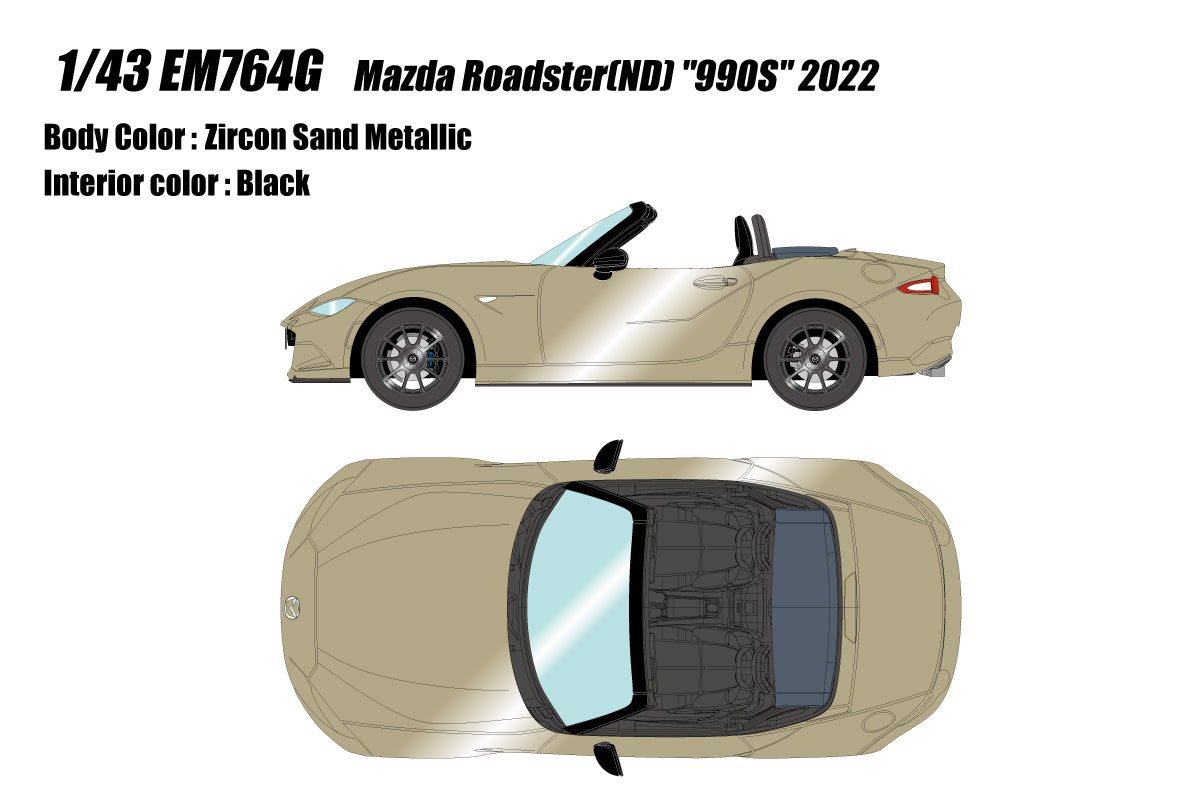 [ Back-order ] Make up EIDOLON EM764G 1/43 Mazda Roadster (ND) "990S" 2022 Zircon Sand Metallic Brown