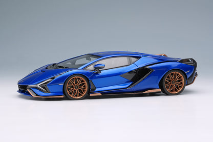 [ Back-order ] Make Up EIDOLON EM675B 1:43 Lamborghini Sian FKP 37 2019 with Stripes Blue Sideris model car