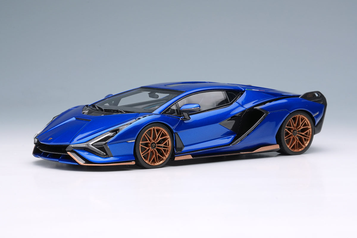 [ Back-order ] Make Up EIDOLON EM675B 1:43 Lamborghini Sian FKP 37 2019 with Stripes Blue Sideris model car