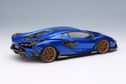 [ Back-order ] Make Up EIDOLON EM675B 1:43 Lamborghini Sian FKP 37 2019 with Stripes Blue Sideris model car