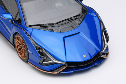 [ Back-order ] Make Up EIDOLON EM675B 1:43 Lamborghini Sian FKP 37 2019 with Stripes Blue Sideris model car