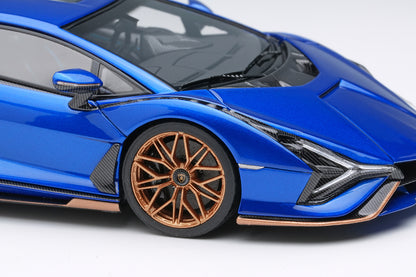 [ Back-order ] Make Up EIDOLON EM675B 1:43 Lamborghini Sian FKP 37 2019 with Stripes Blue Sideris model car