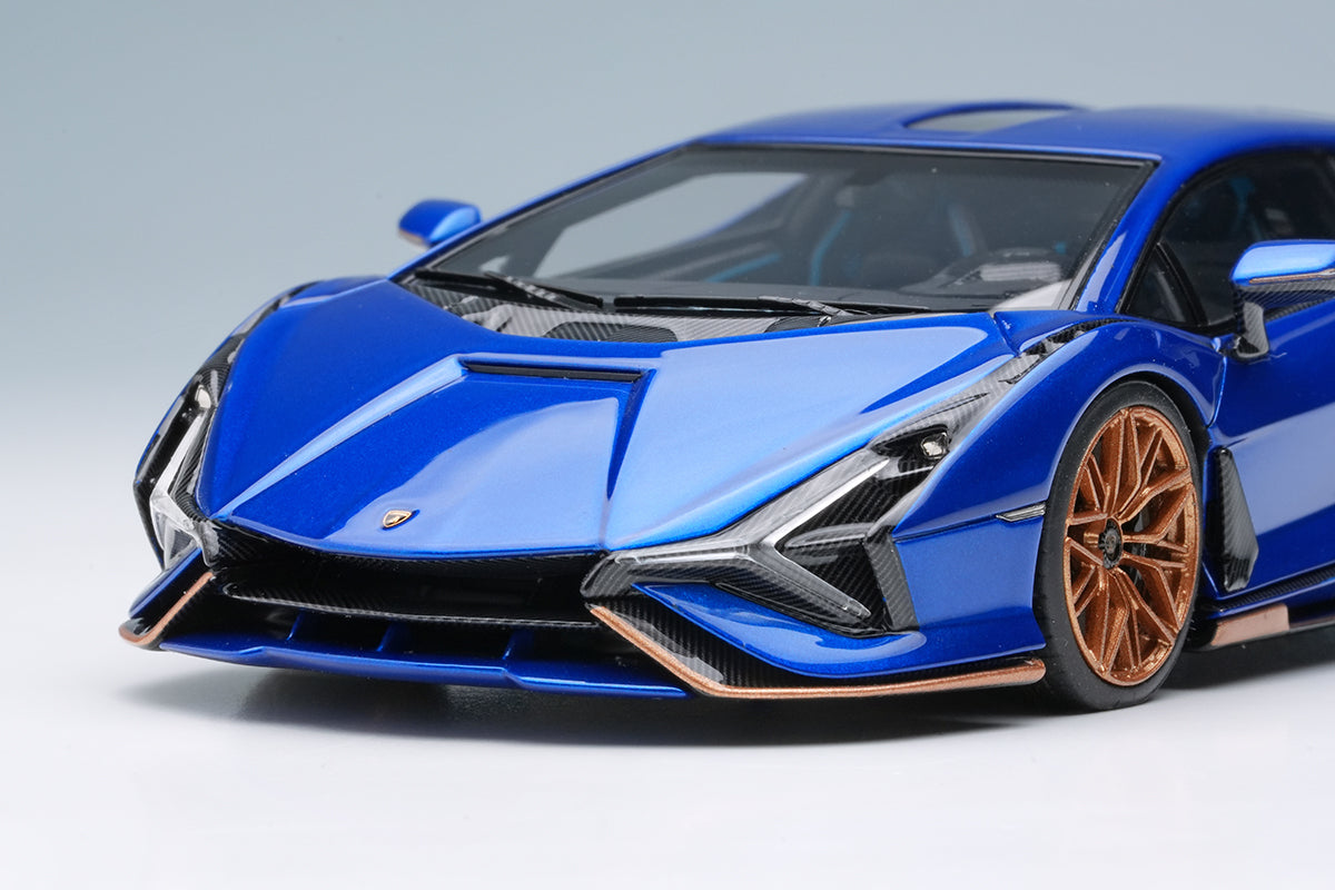 [ Back-order ] Make Up EIDOLON EM675B 1:43 Lamborghini Sian FKP 37 2019 with Stripes Blue Sideris model car
