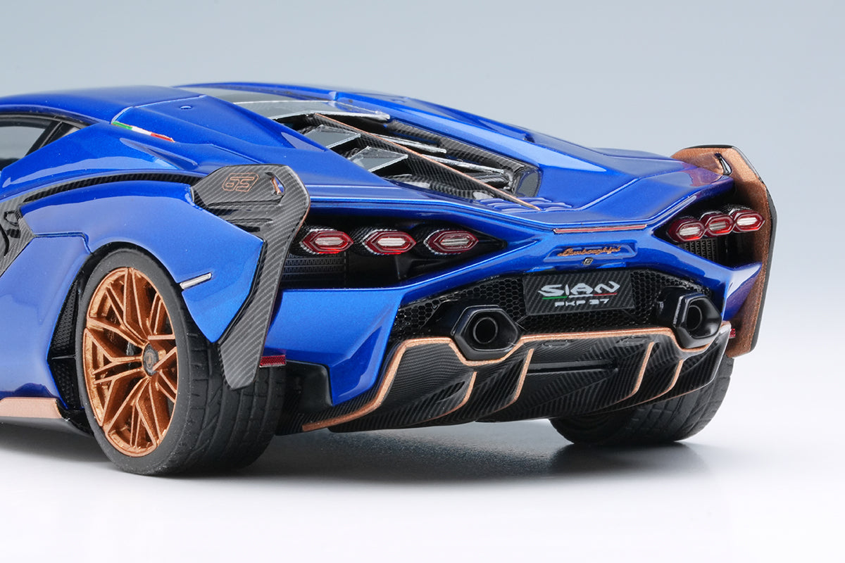 [ Back-order ] Make Up EIDOLON EM675B 1:43 Lamborghini Sian FKP 37 2019 with Stripes Blue Sideris model car