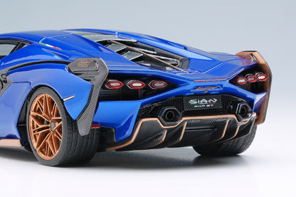 [ Back-order ] Make Up EIDOLON EM675B 1:43 Lamborghini Sian FKP 37 2019 with Stripes Blue Sideris model car