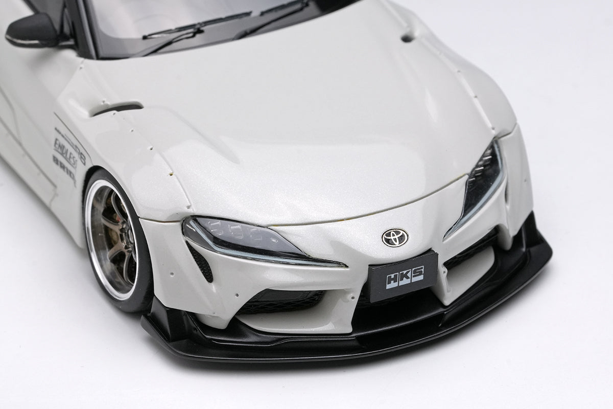 [ Back-order ] Make up EIDOLON EM723 1/43 HKS GR Supra Wide body 2019 Pearl White