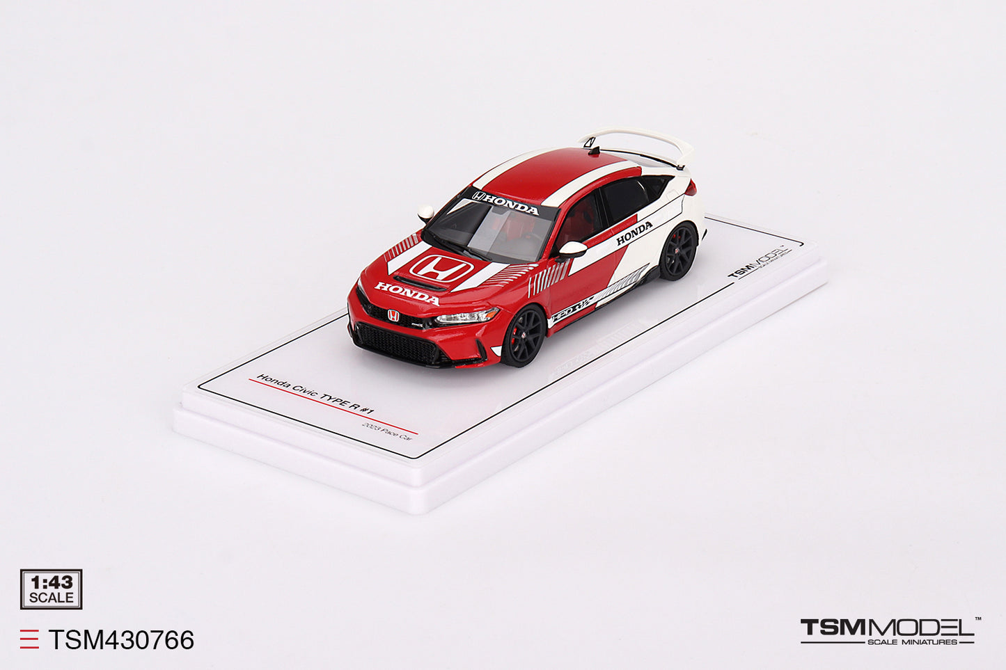 [ Back-order ] TSM TSM430766 1:43 Honda Civic Type R 2023 #1 Pace Car Red model car
