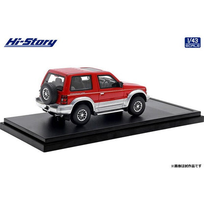 [ Back-order ] Hi-Story HS446RE 1:43 MITSUBISHI PAJERO METALTOP WIDE XR-II 1991 Venus Red Grace Silver resin model car