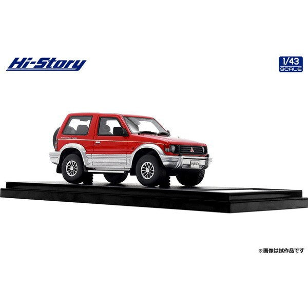 [ Back-order ] Hi-Story HS446RE 1:43 MITSUBISHI PAJERO METALTOP WIDE XR-II 1991 Venus Red Grace Silver resin model car