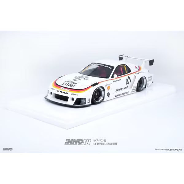 [ Back-order ] INNO Models IN18-LBWKRX7-02 1:18 Mazda RX7 FD3S LB-WORKS Super Silhouette White model car