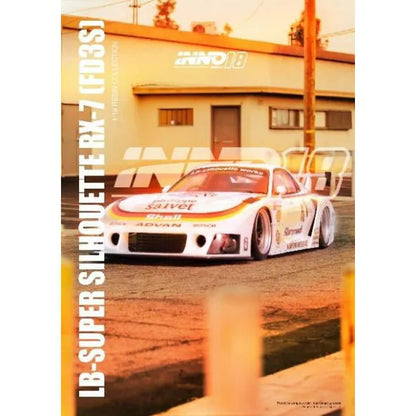 [ Back-order ] INNO Models IN18-LBWKRX7-02 1:18 Mazda RX7 FD3S LB-WORKS Super Silhouette White model car