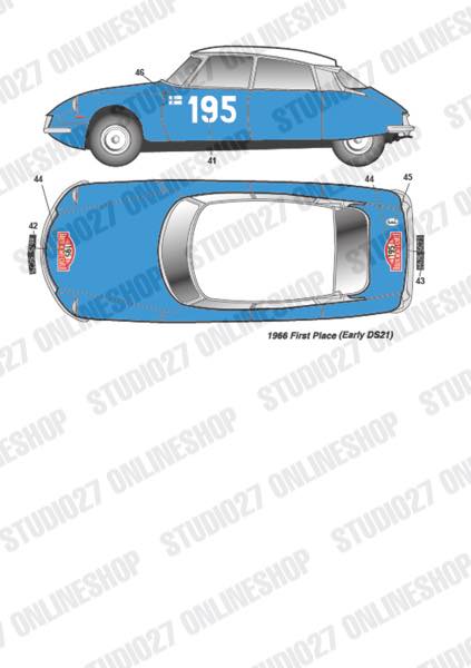 [ Back-order ] STUDIO27 DC1135 1:24 Citroen DS19 Monte-Carlo #104 1962/#176/#233 1963/#195 1966 for EBBRO25005 [Original Decals]