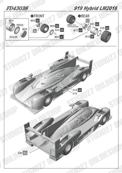 [ Back-order ]STUDIO27 FD43038 1:43 919 Hybrid LM2016 Multimedia Kit