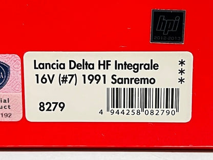 1:43 HPI 8279 Mirage Lancia Delta HF Integrale 16V Sanremo 1991 #7 FINA