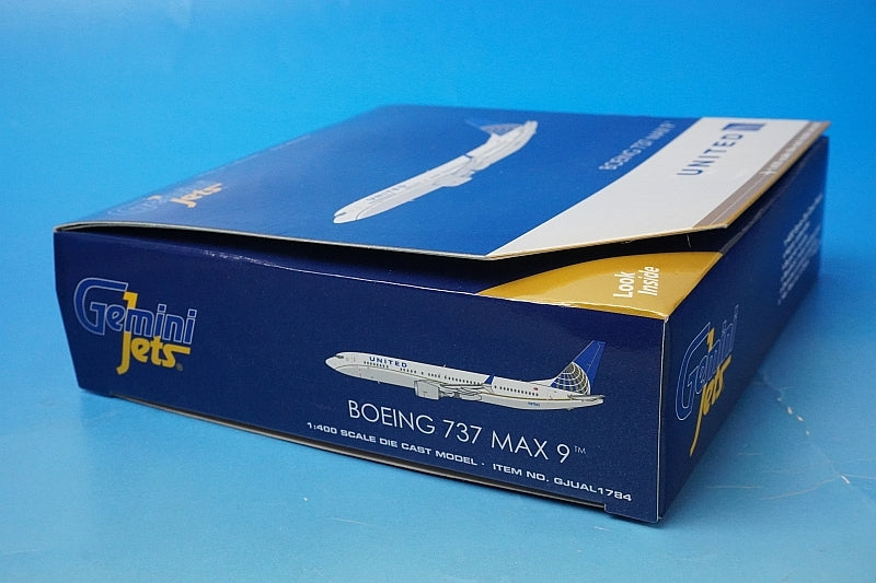 1:400 B737-MAX9 United N67501 GJUAL1784 Gemini airplane model