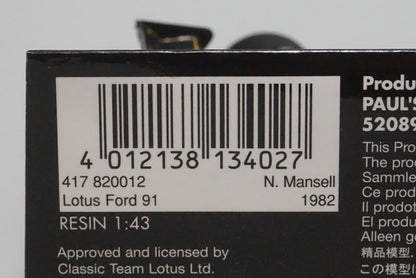 1:43 MINICHAMPS 417820012 Lotus Ford 91 1982 #12 N. Mansell JPS specification