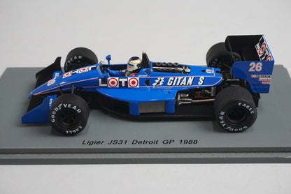 1:43 Spark S3969 Ligier JS31 Detroit GP 1988 #26 S.Johansson