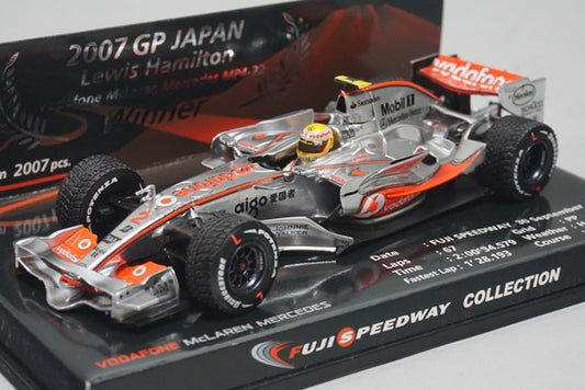 1:43 MINICHAMPS Vodafone McLaren Mercedes MP4-22 Fuji Speedway Japanese GP Winner 2007 #2 L. Hamilton