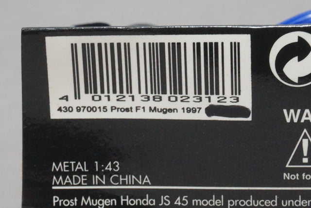 1:43 MINICHAMPS 430970015 Prost F1 MUGEN Honda JS45 Shinji Nakano 1997 #15 CANAL