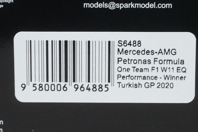 1:43 SPARK S6488 Mercedes AMG Petronas F1 W11 EQ Performance Turkish GP winner 2020 #44 Lewis Hamilton