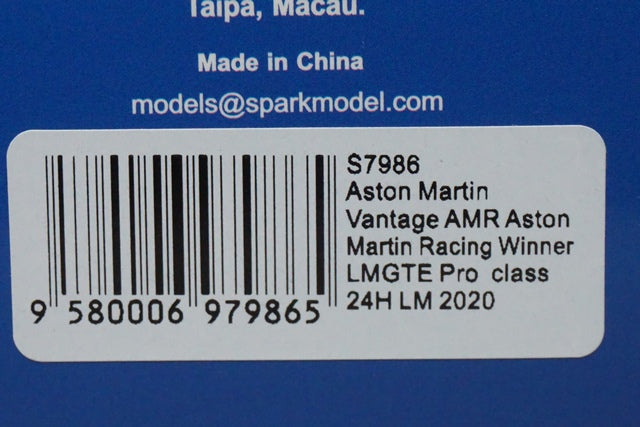 1:43 SPARK S7986 Aston Martin Vantage AMR #97 Winner LMGTE Pro class 24H Le Mans 2020