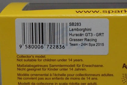 1:43 SPARK SB283 Lamborghini Huracan GT3 GRT Grasser Racing Team SPA 24h 2015 #63