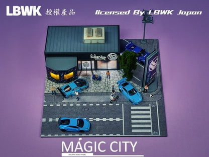 110036 Magic City 1:64 [30x40x17cm] LB LBWK Diorama Shop area LED light included *Figures and minicars are not included.