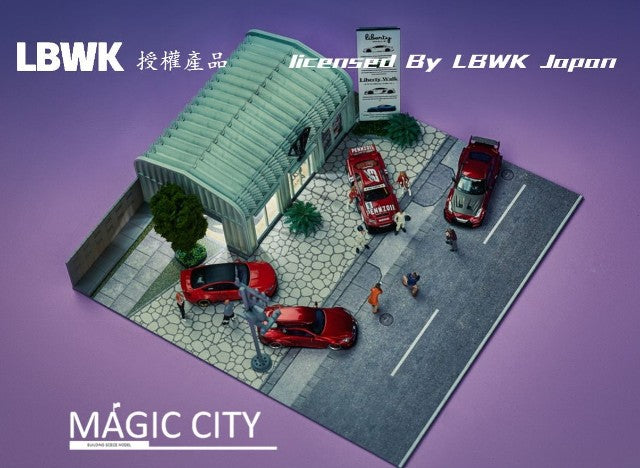 110037 Magic City 1:64 [30x40x17cm] LB LBWK Diorama with LED lights *Figures and minicars not included