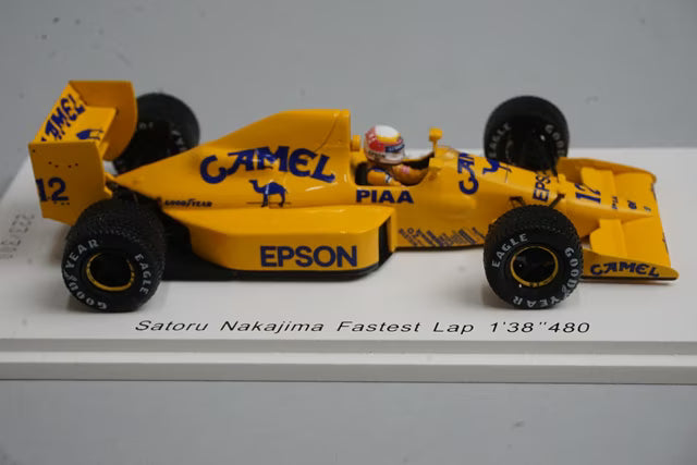 1:43 SPARK ROMU013 Lotus 101 Judd Australia GP 4th Satoru Nakajima 1989 #12 CAMEL