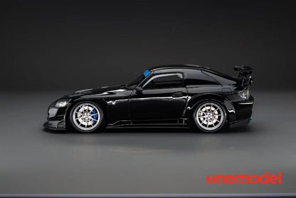 [ Pre-order ] 23A03-01A onemodel 1:18 Honda S2000 Spoon Street Cavon Bonnet Version Black with Titanium Silver Wheels